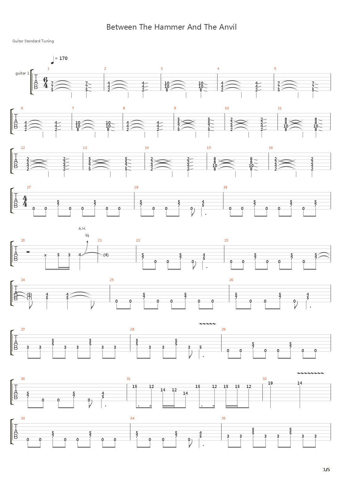 Between The Hammer And The Anvil吉他谱
