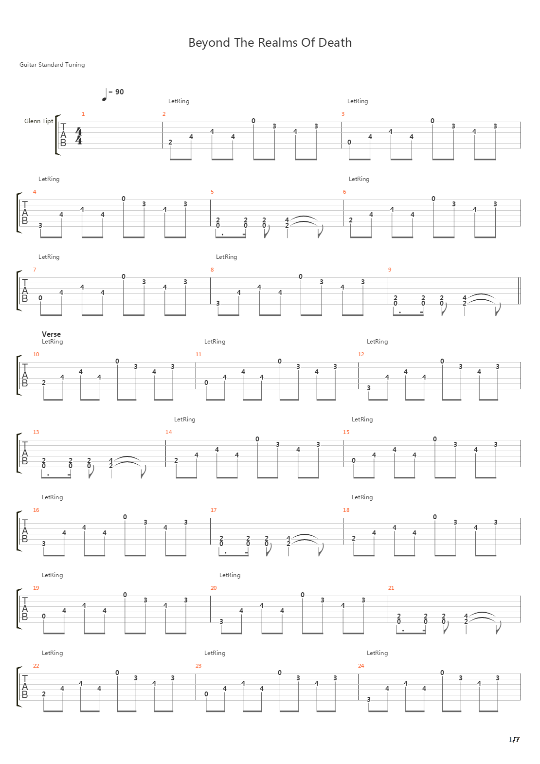 Beyond The Realms Of Death吉他谱