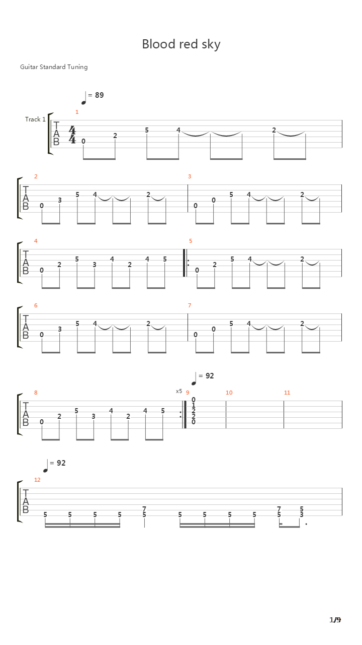 Blood Red Sky吉他谱