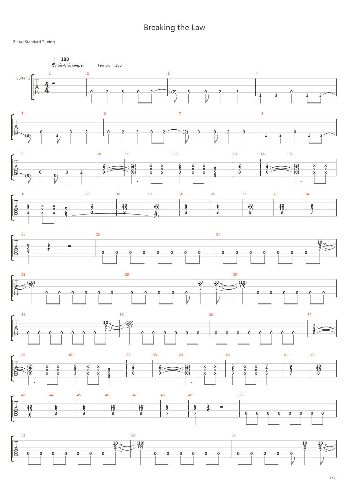 Breaking The Law吉他谱