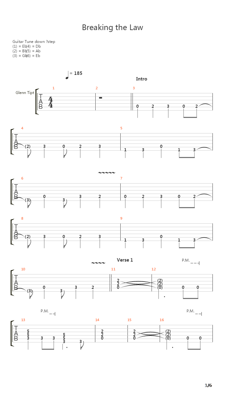Breaking The Law吉他谱