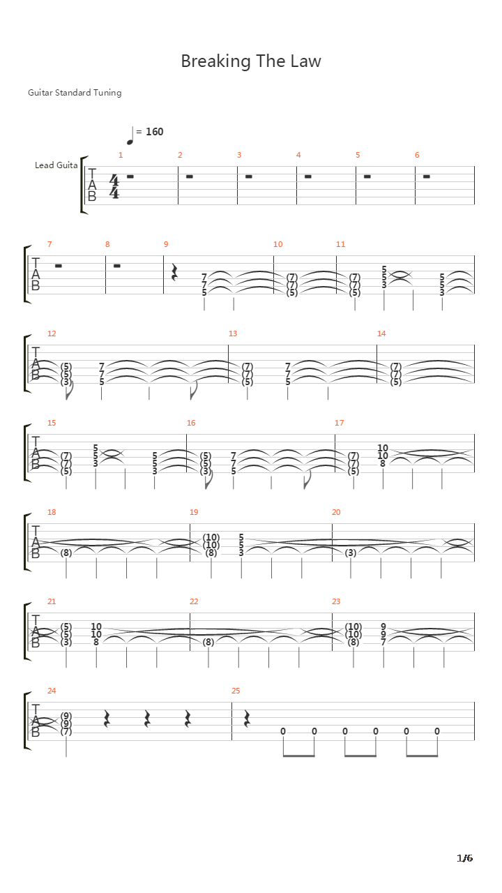 Breaking The Law吉他谱