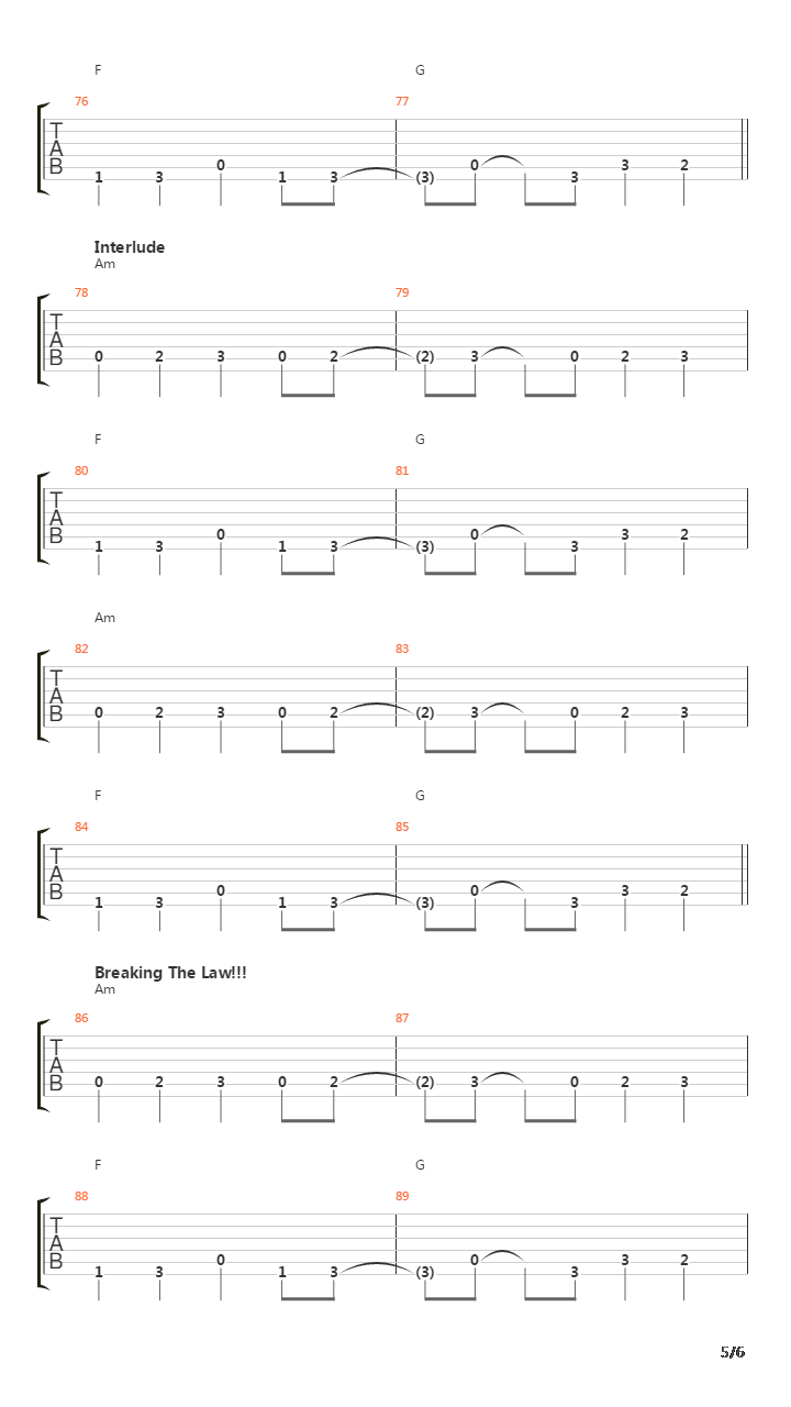 Breaking The Law吉他谱