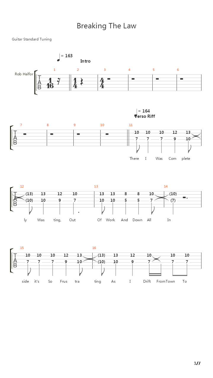 Breaking The Law吉他谱