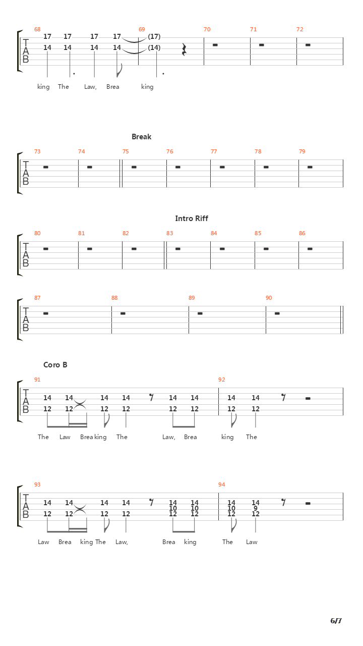 Breaking The Law吉他谱