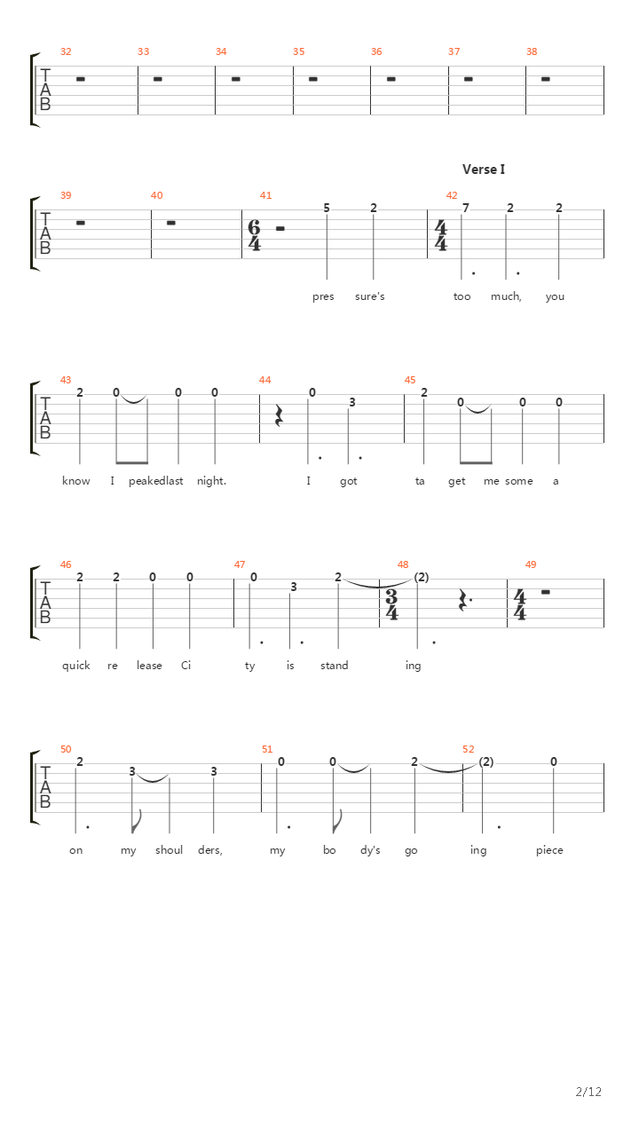 Call For The Priest吉他谱