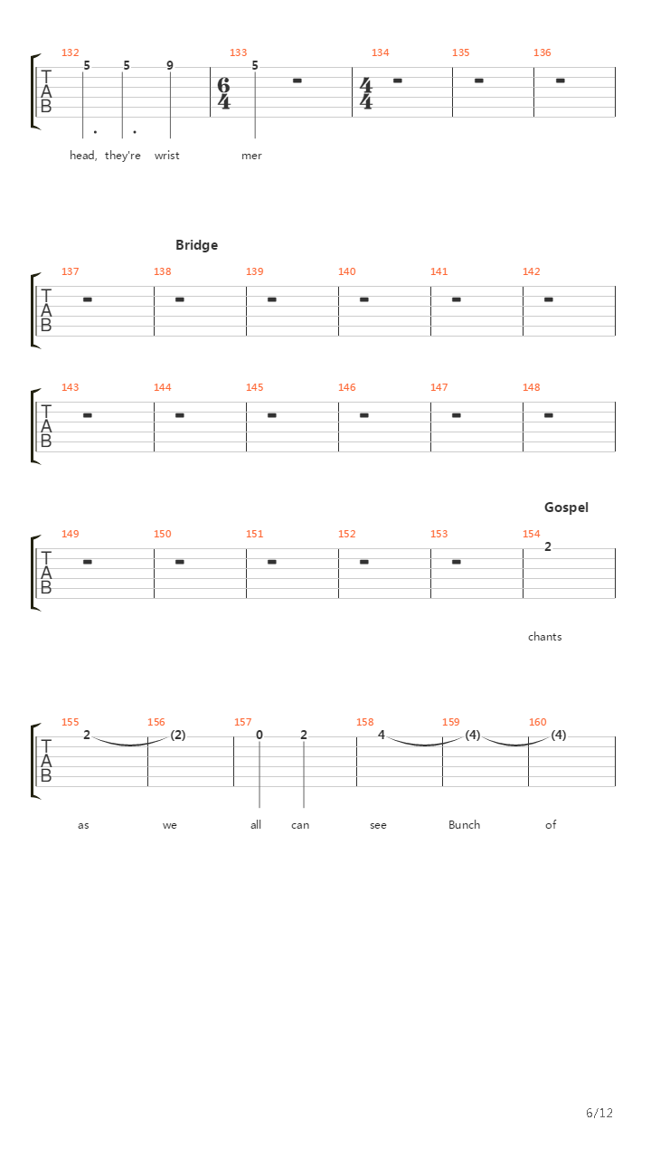 Call For The Priest吉他谱