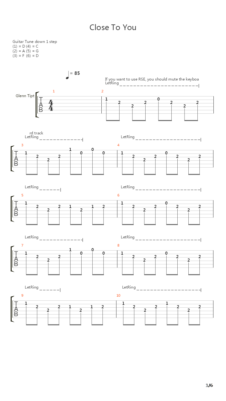 Close To You吉他谱