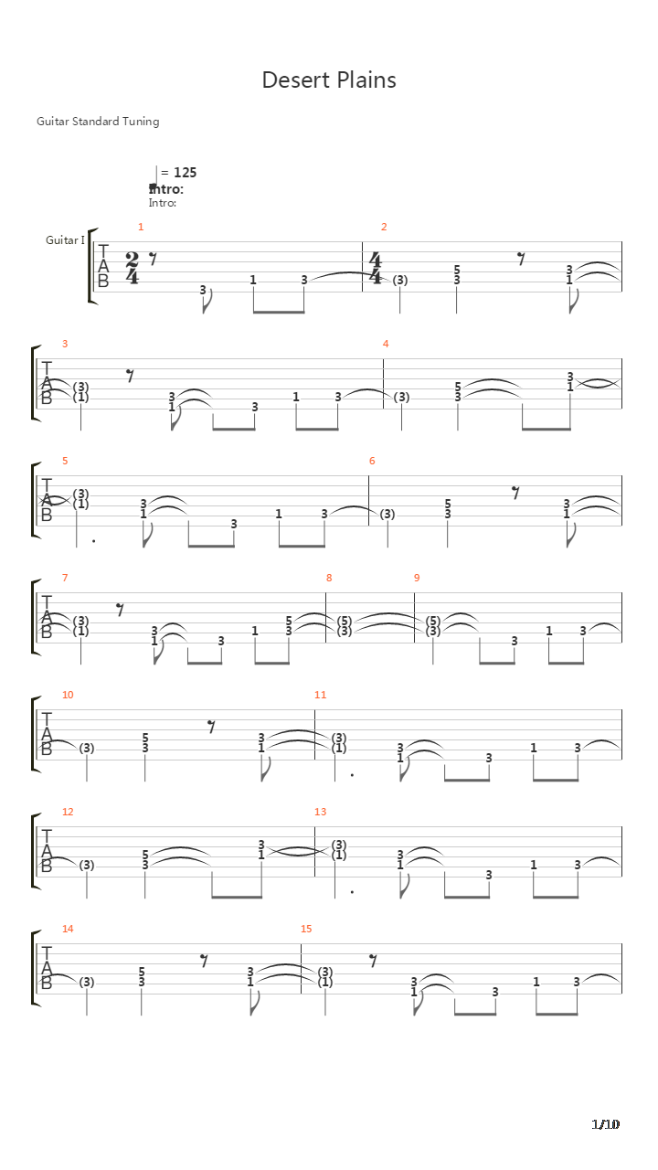Desert Plains吉他谱