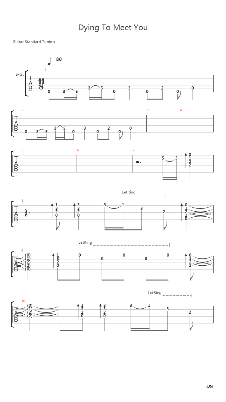 Dying To Meet You吉他谱