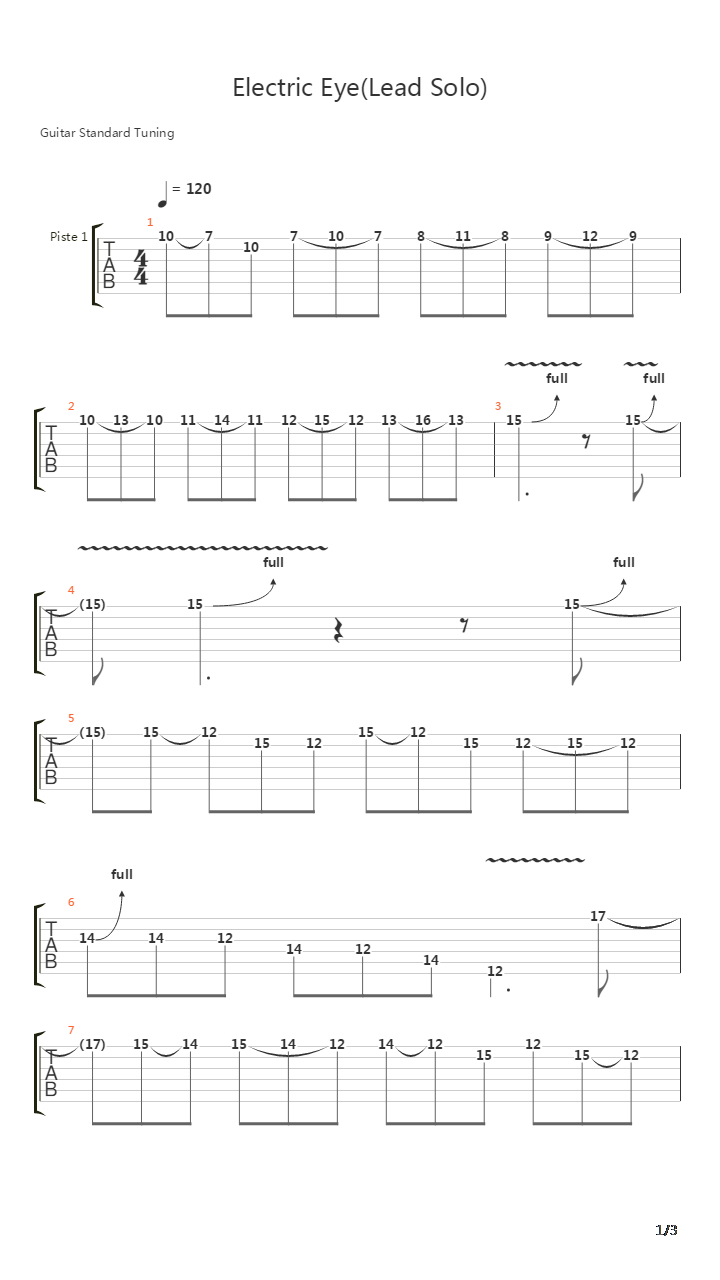 Electric Eye吉他谱