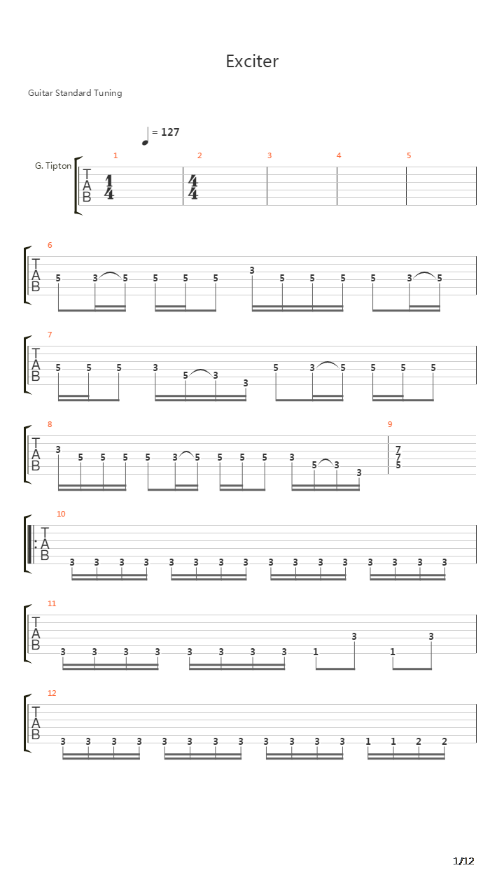 Exciter吉他谱