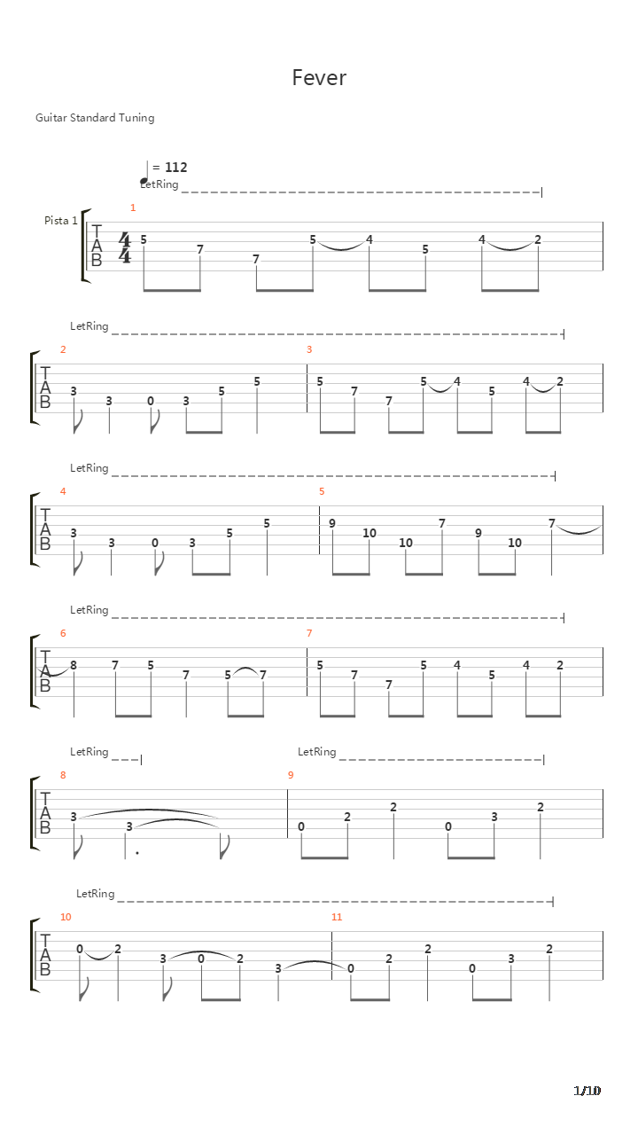 Fever吉他谱