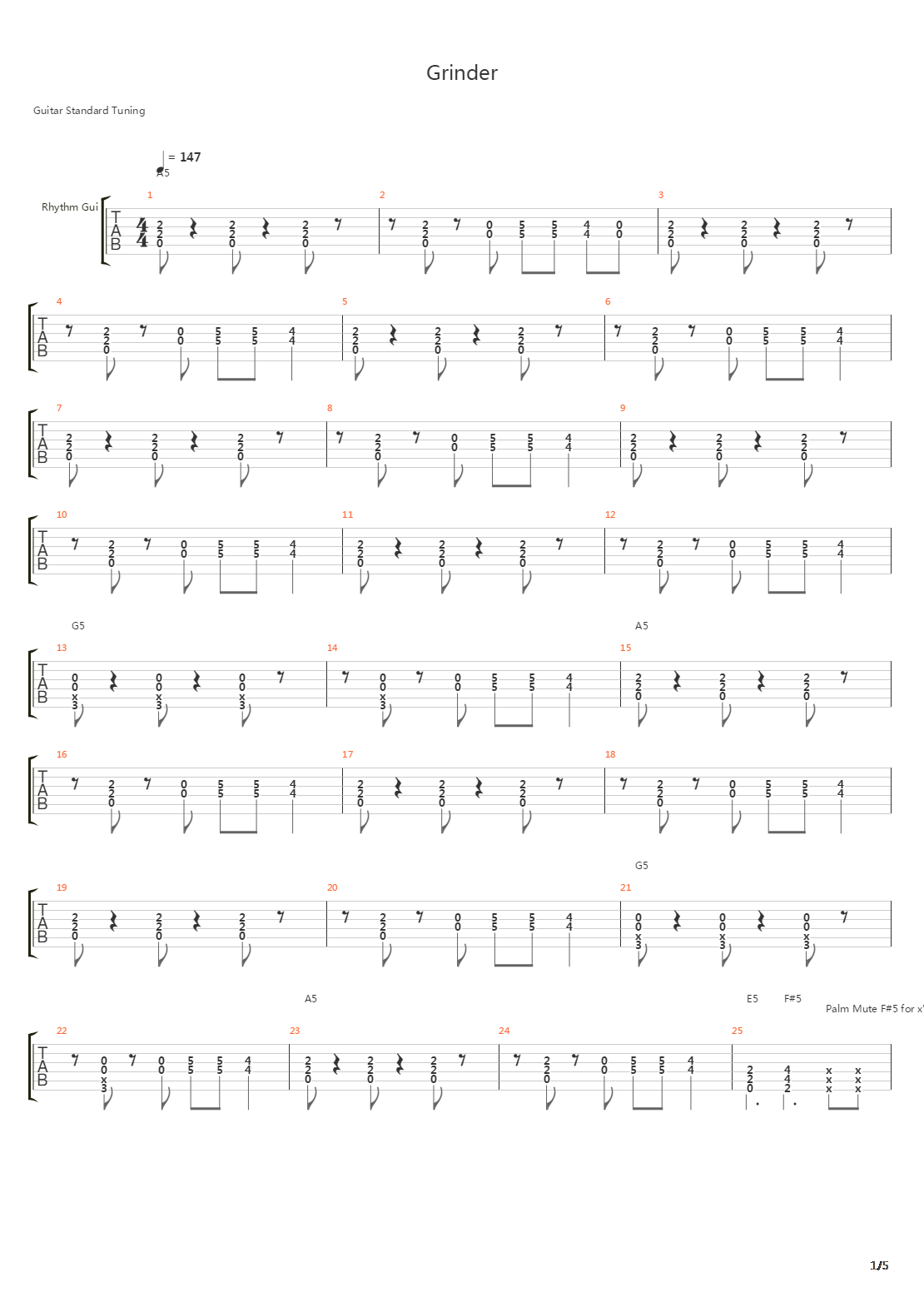 Grinder吉他谱