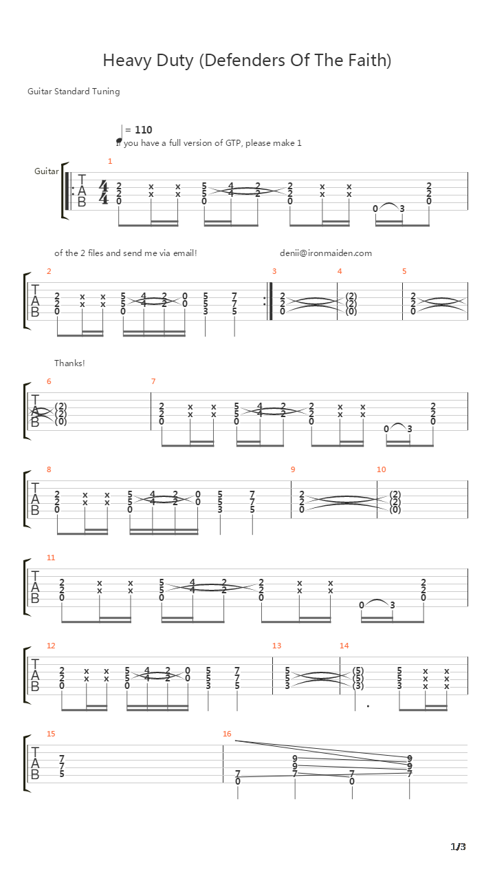 Heavy Duty吉他谱