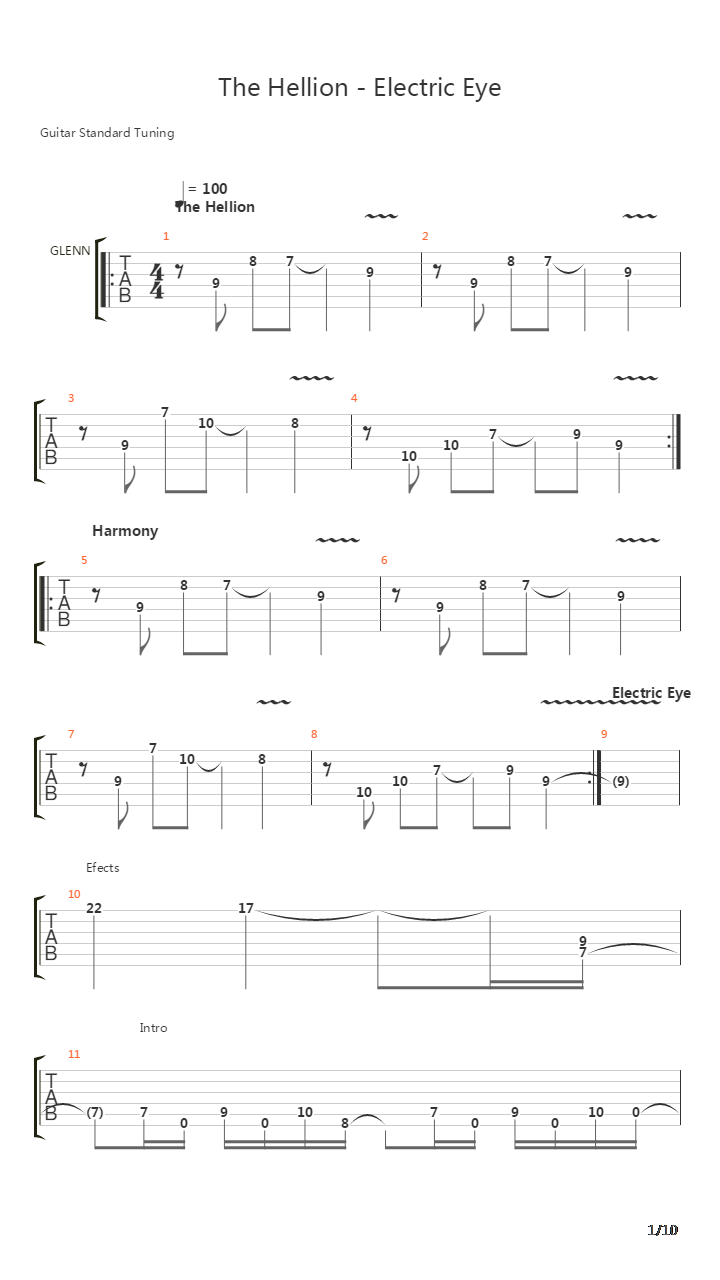 Hellionelectric Eye吉他谱