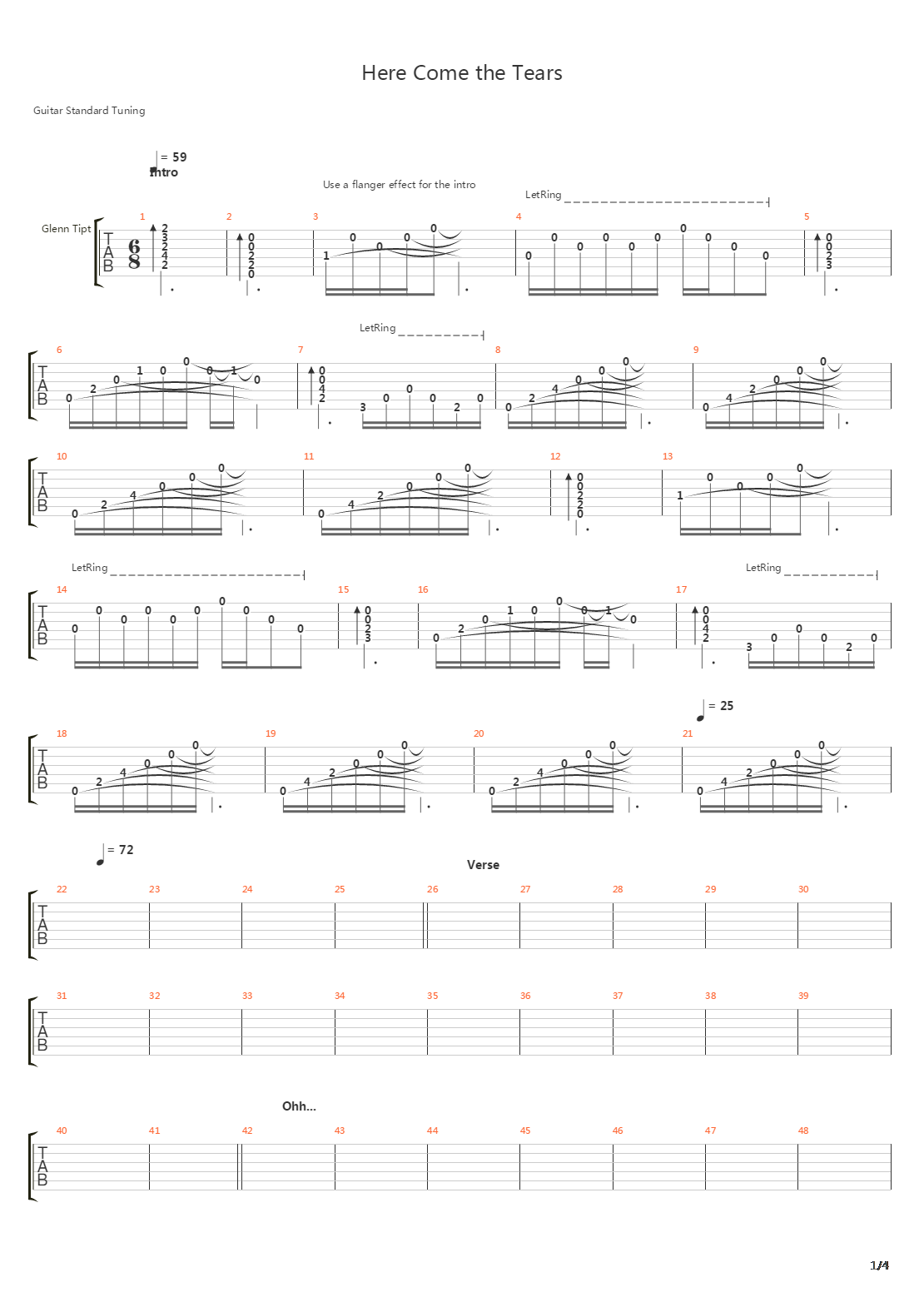 Here Come The Tears吉他谱