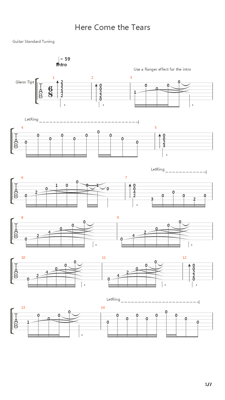 Here Come The Tears吉他谱