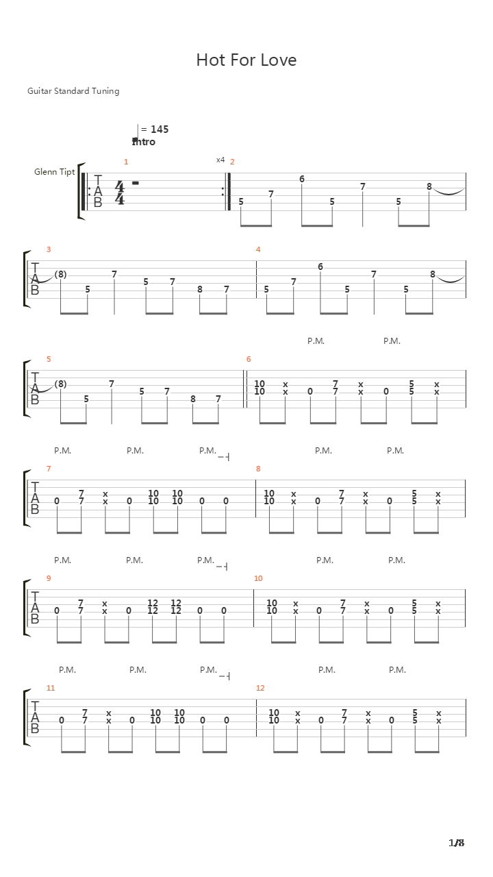 Hot For Love吉他谱