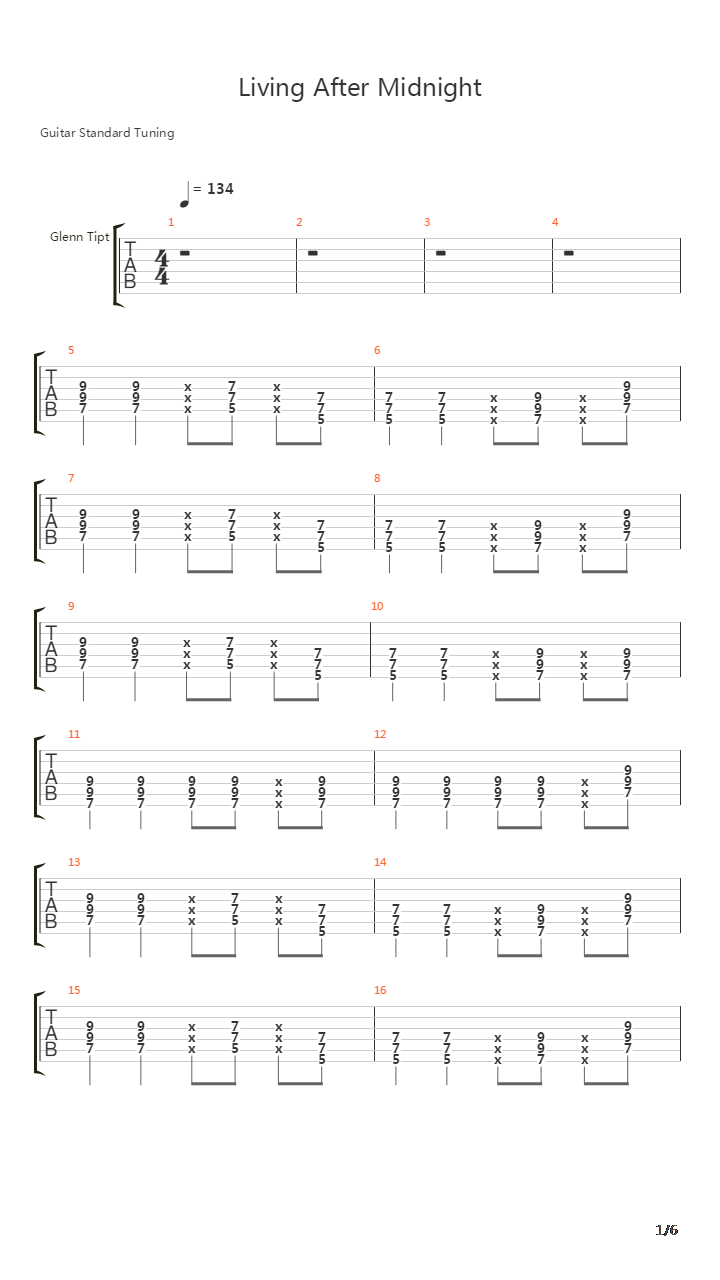 Living After Midnight吉他谱