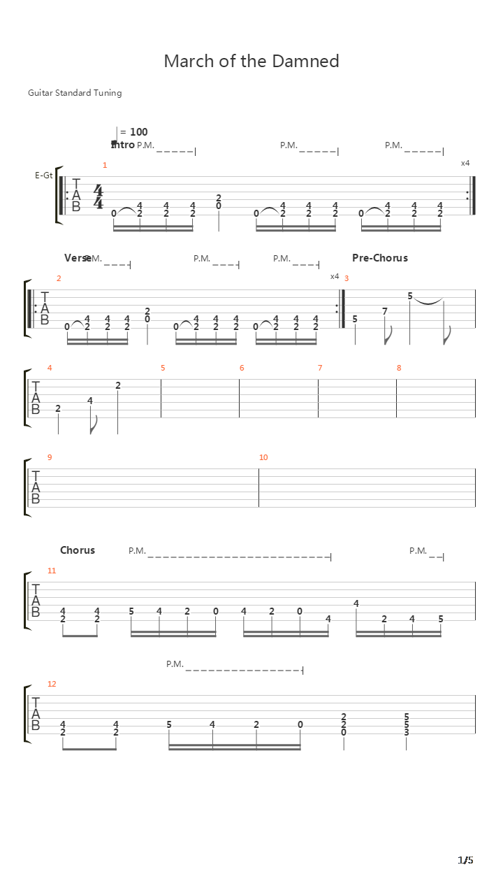 March of the Damned吉他谱