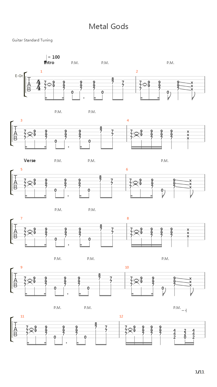 Metal Gods吉他谱