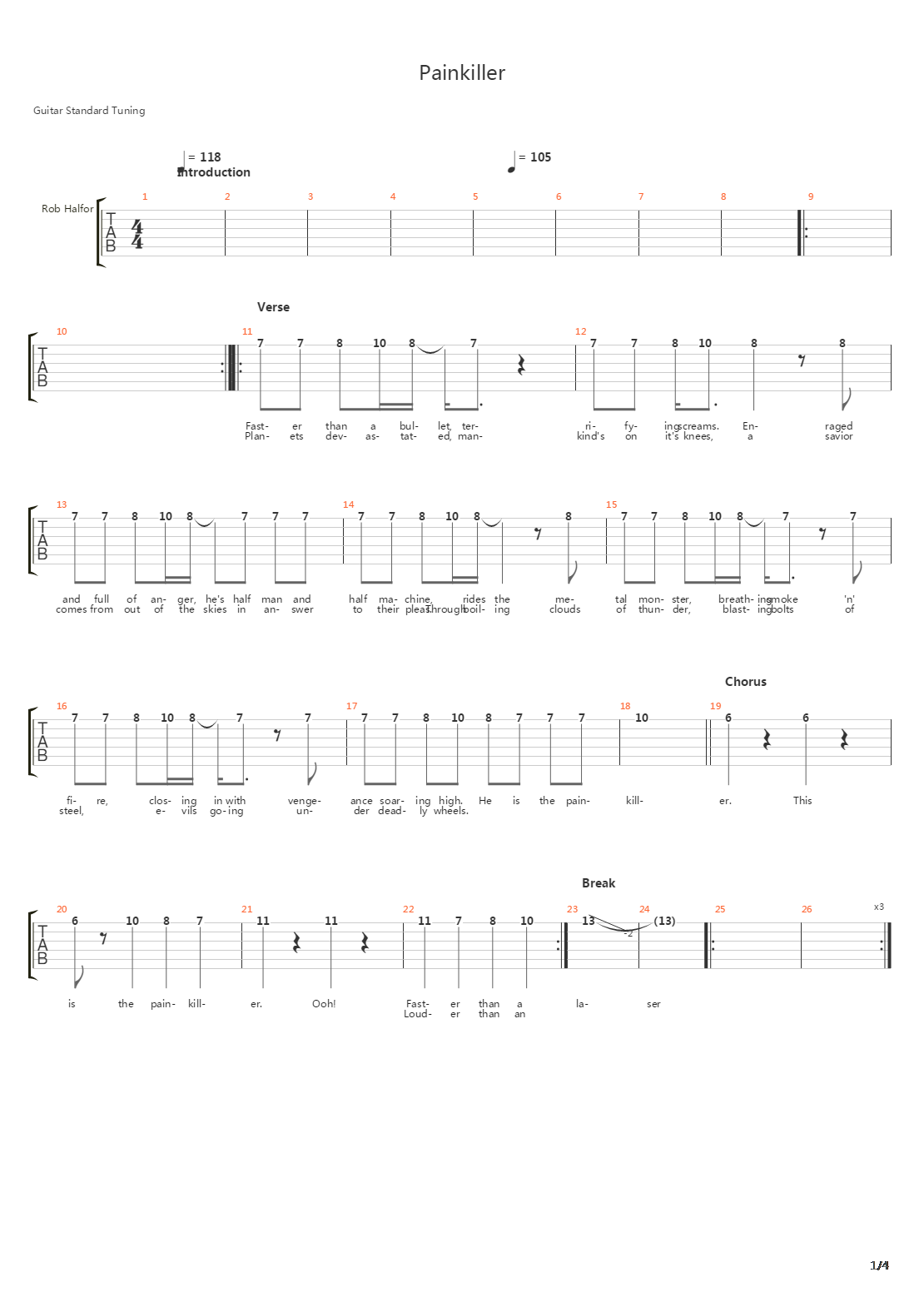 Painkiller吉他谱