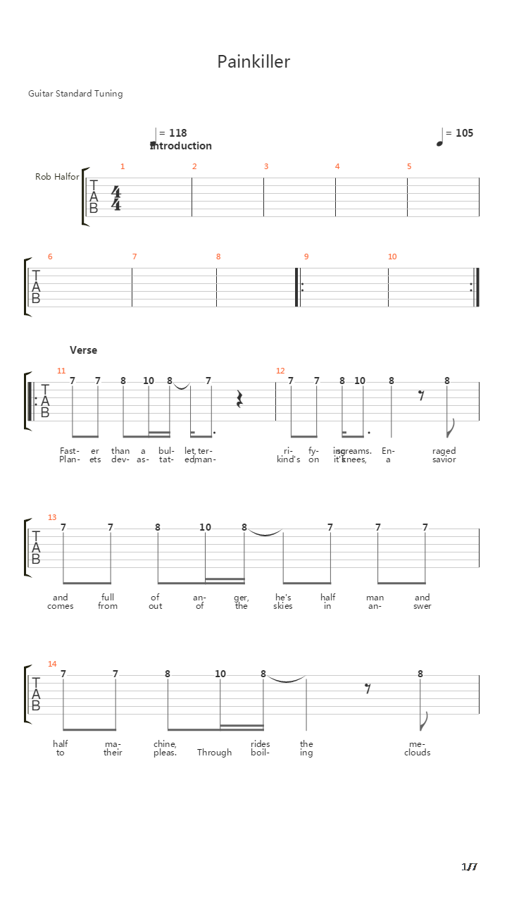 Painkiller吉他谱