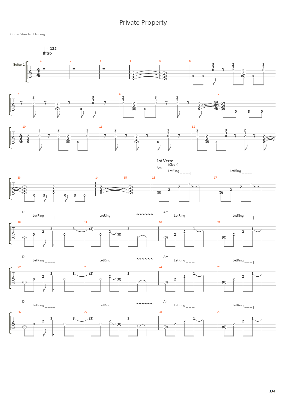 Private Property吉他谱