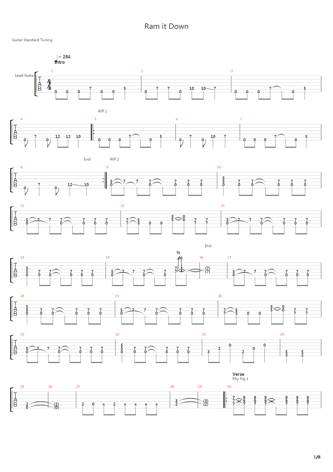 Ram It Down吉他谱