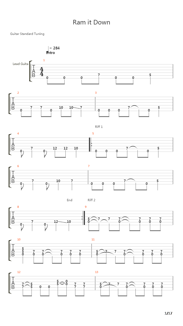 Ram It Down吉他谱