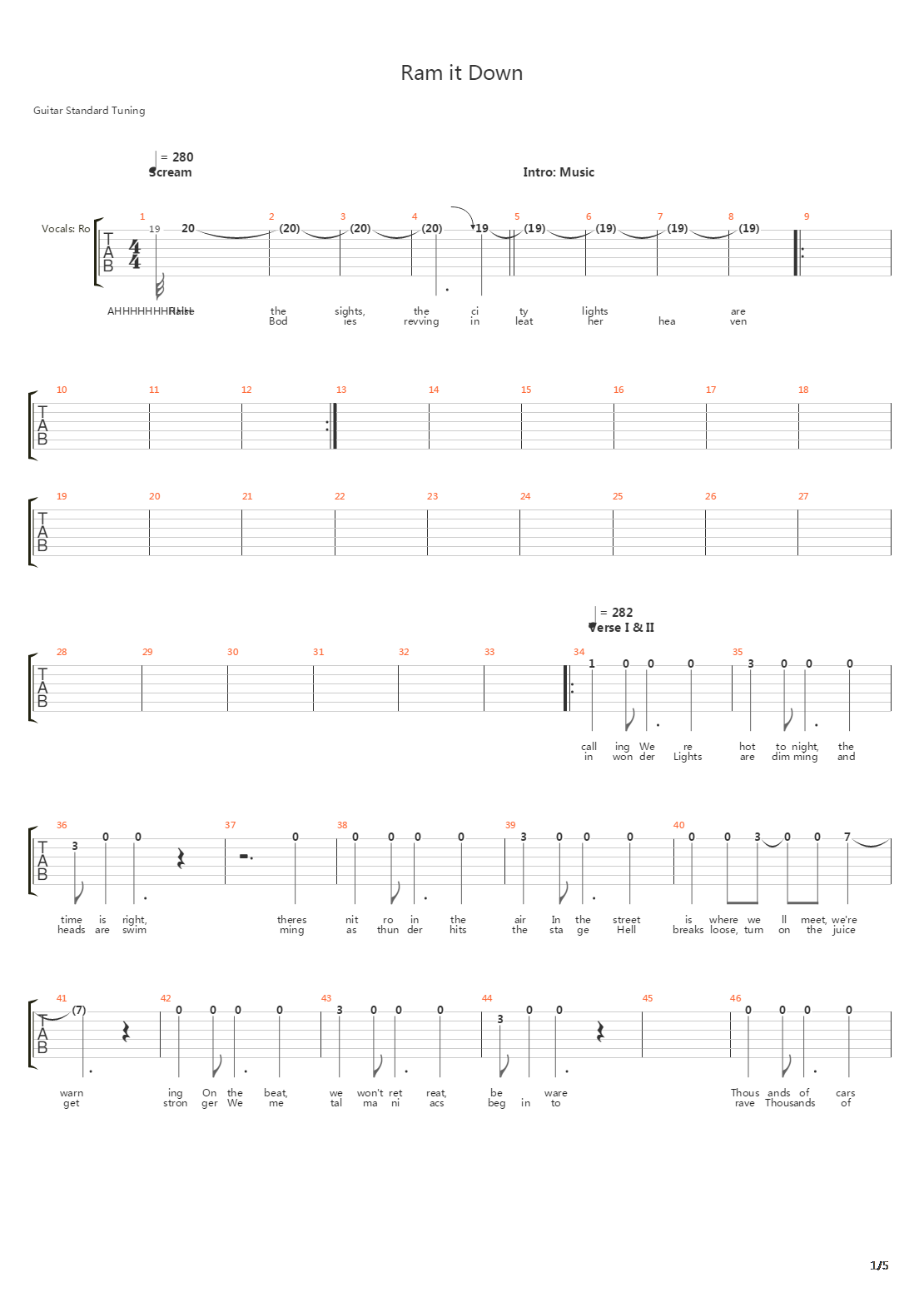 Ram It Down吉他谱