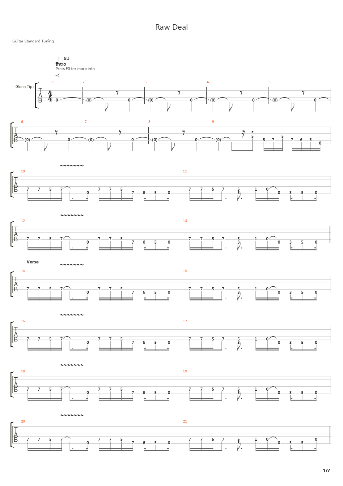 Raw Deal吉他谱