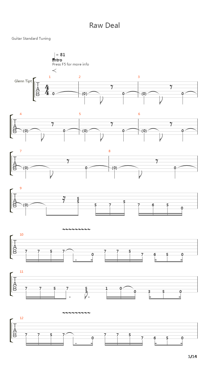 Raw Deal吉他谱