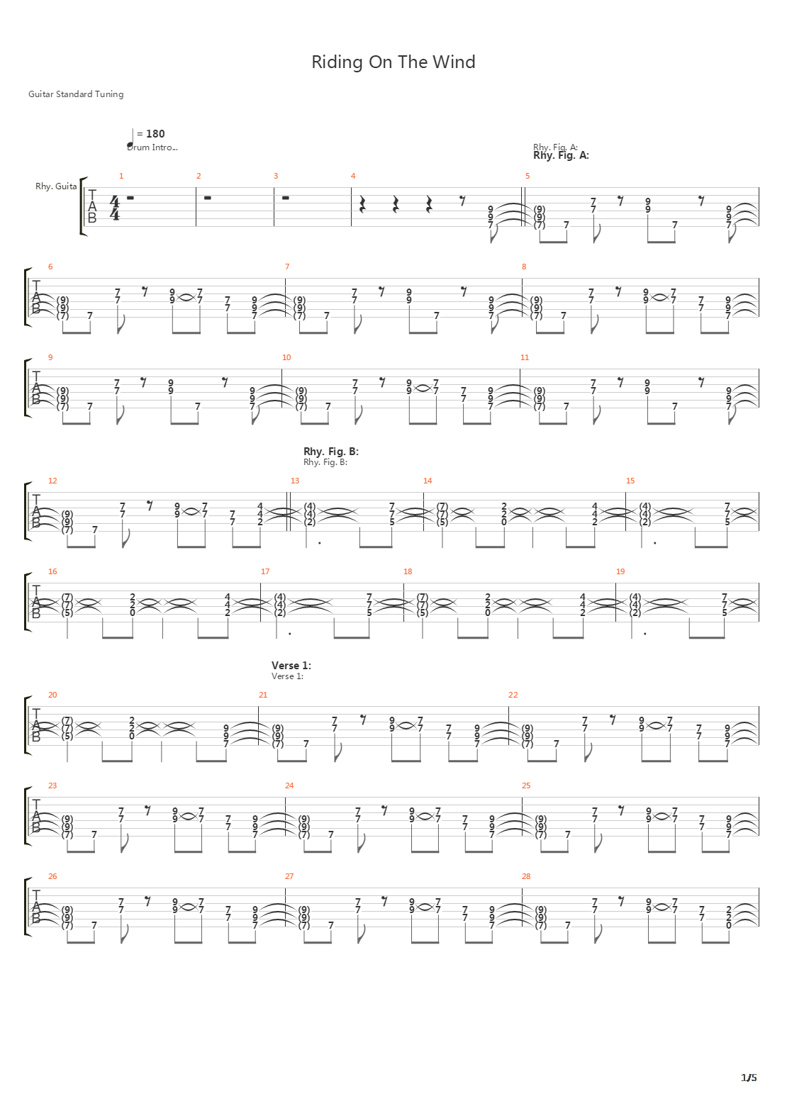 Riding On The Wind吉他谱