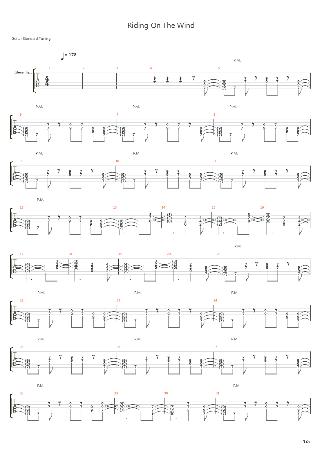 Riding On The Wind吉他谱