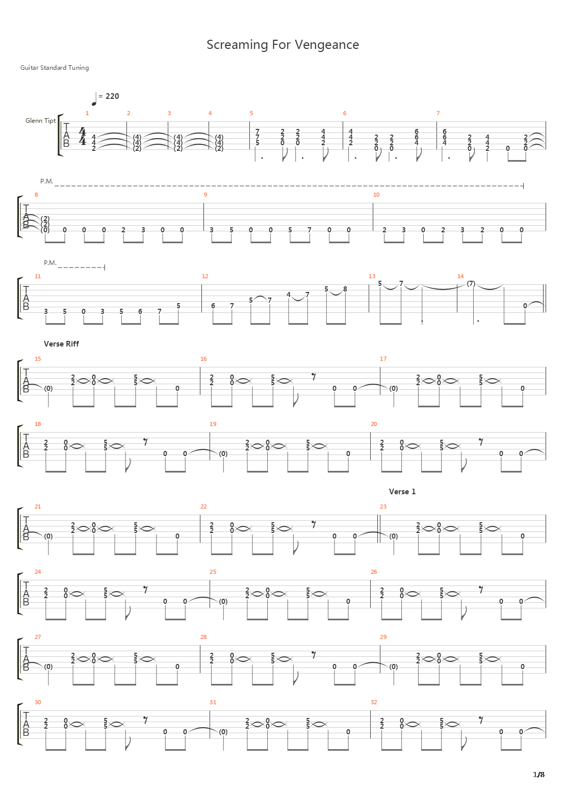 Screaming For Vengeance吉他谱