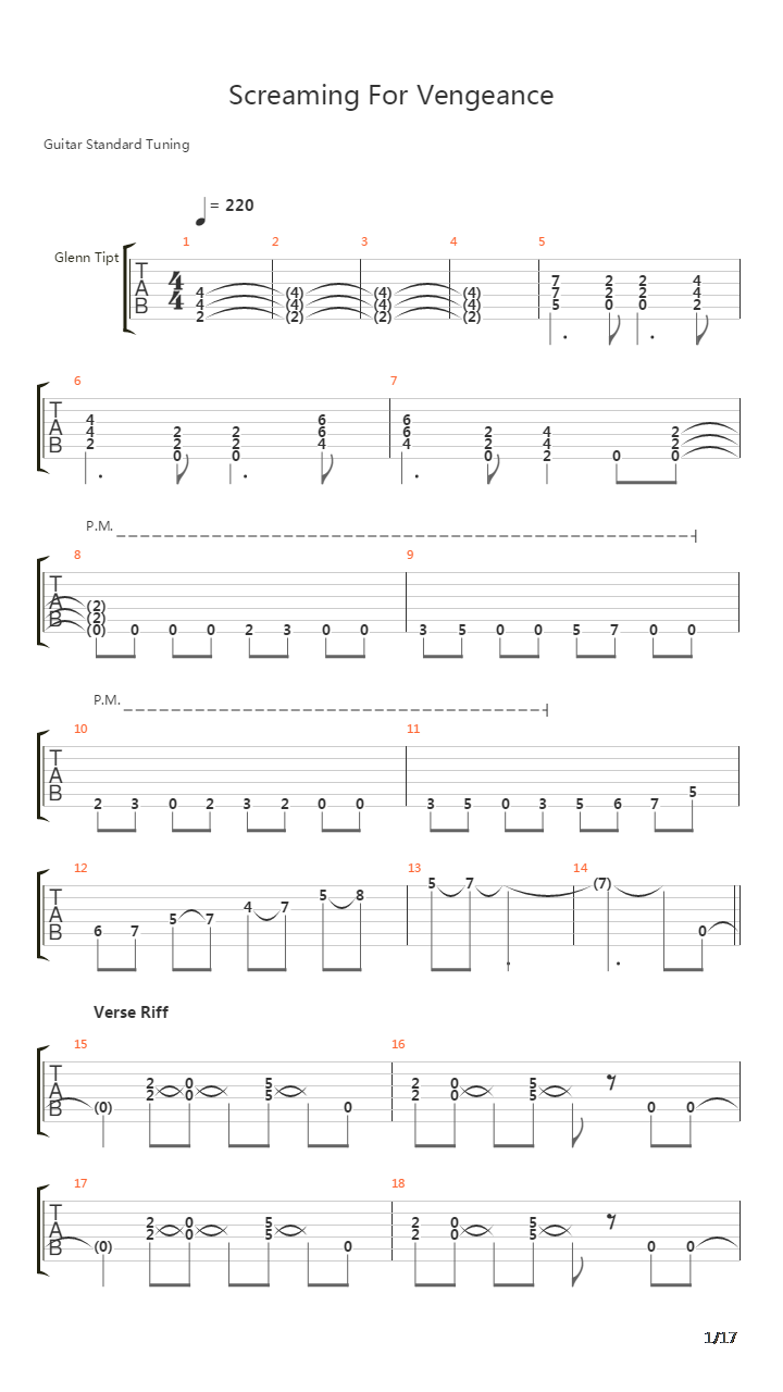 Screaming For Vengeance吉他谱