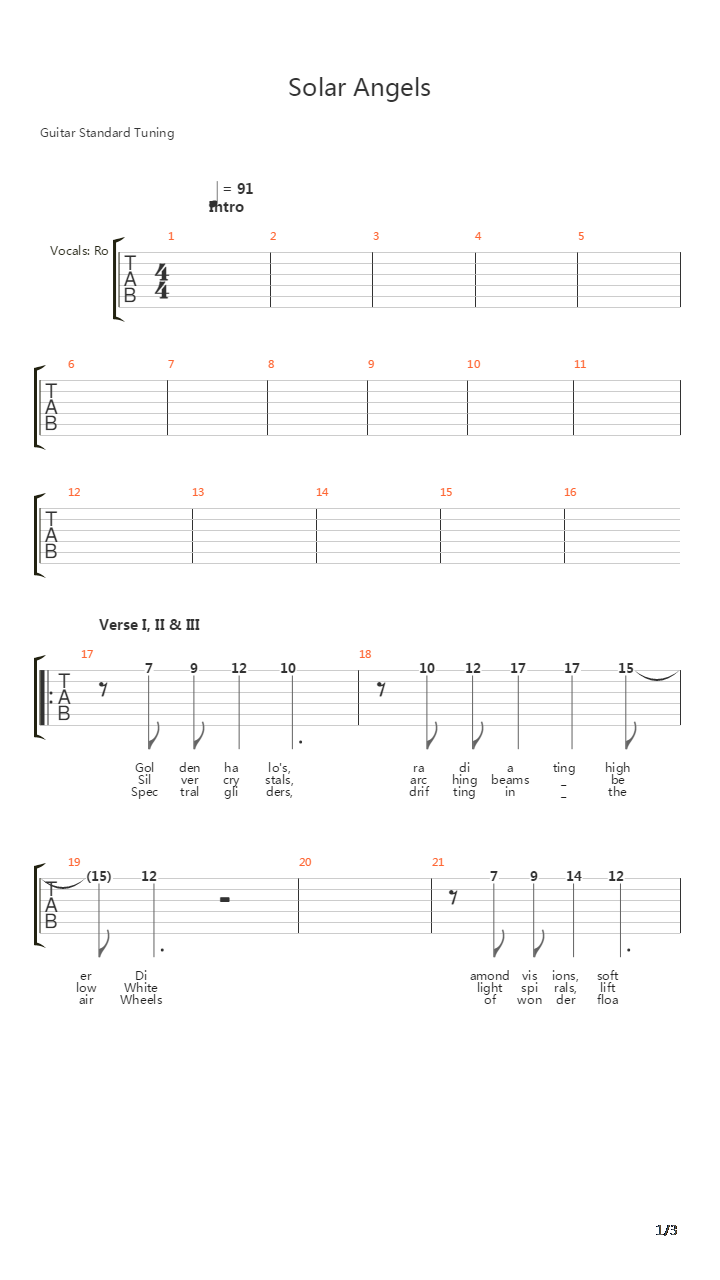 Solar Angels吉他谱