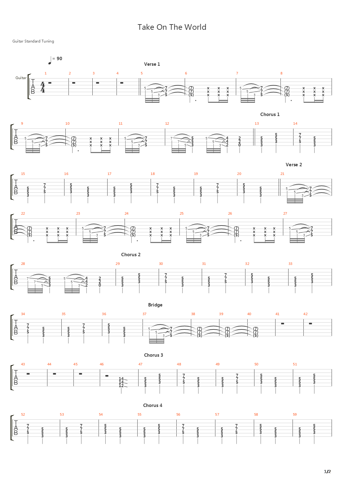 Take On The World吉他谱