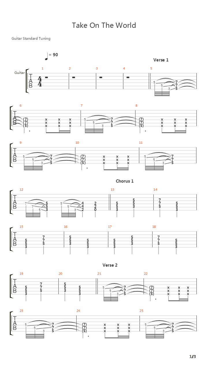 Take On The World吉他谱