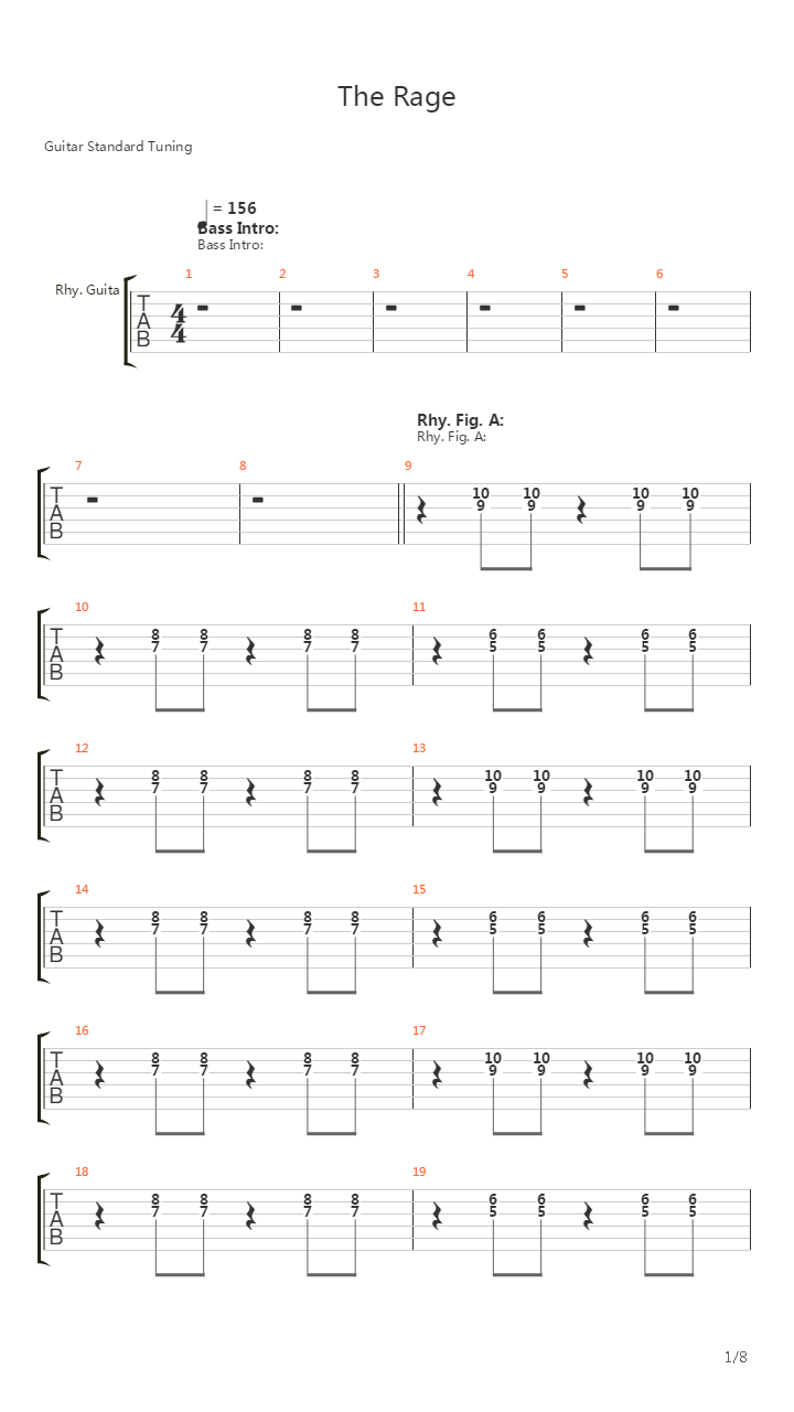 The Rage吉他谱