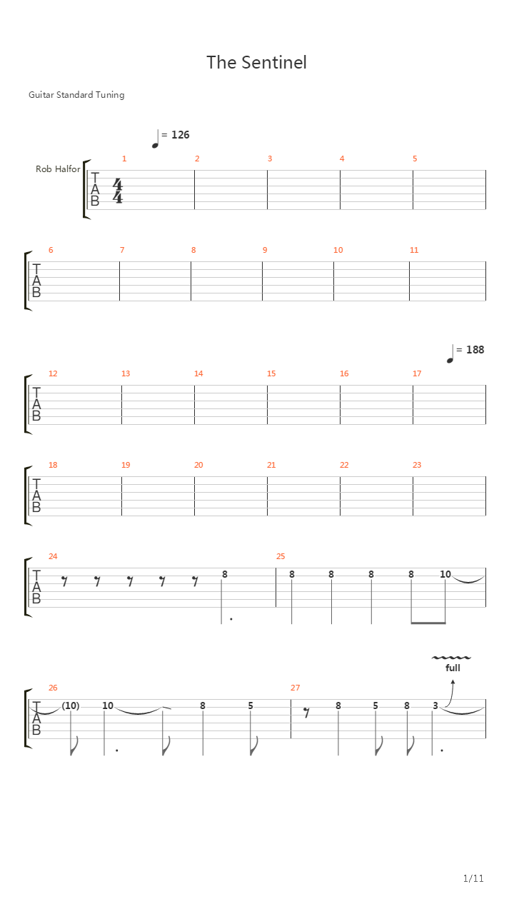 The Sentinel吉他谱