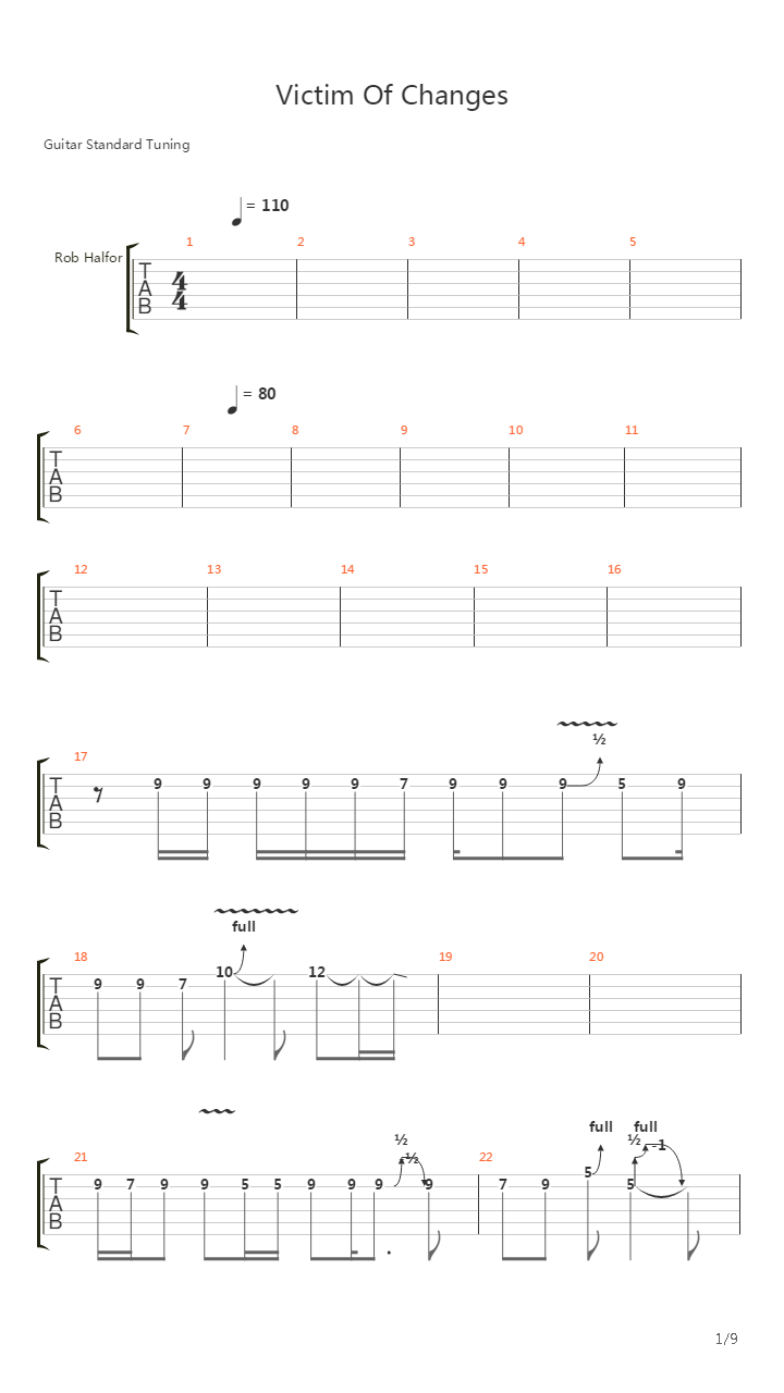 Victim Of Changes吉他谱