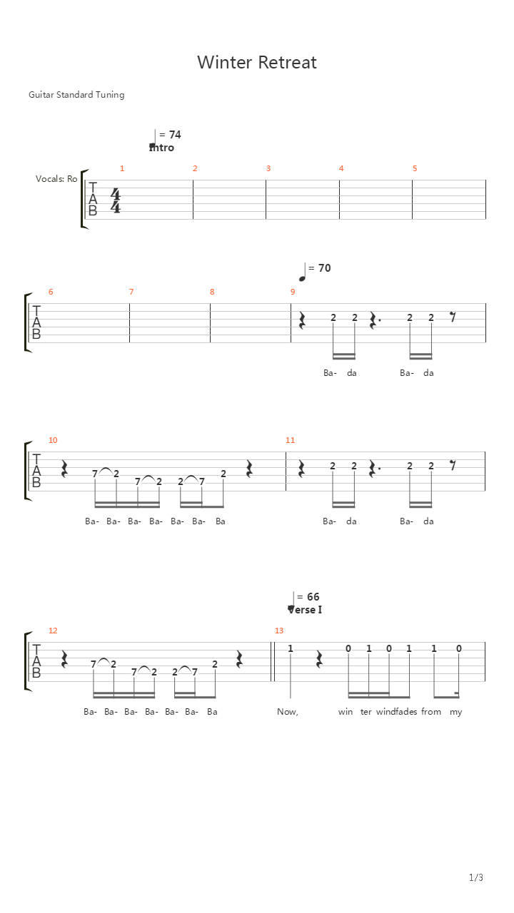 Winter Retreat吉他谱