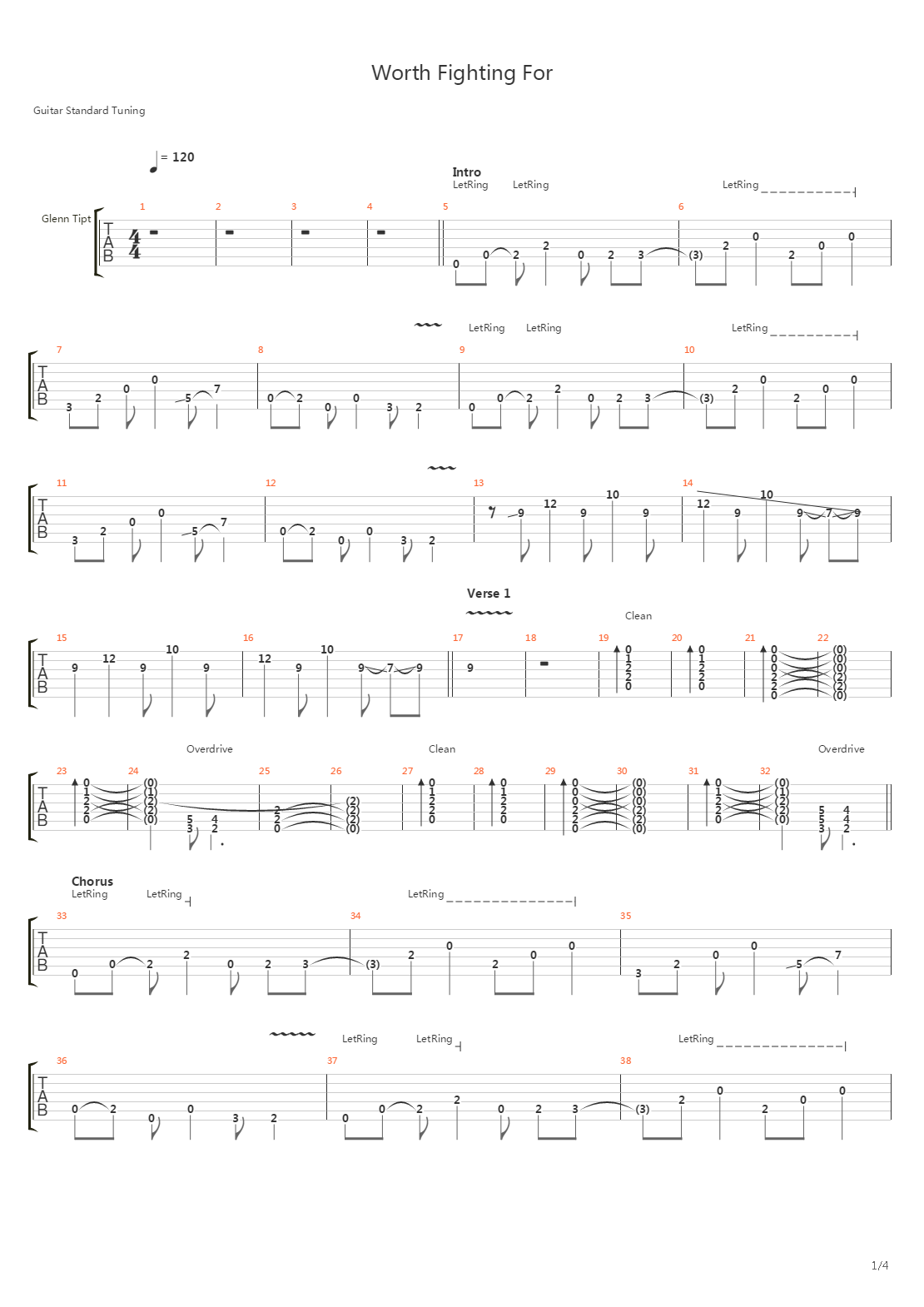 Worth Fighting For吉他谱