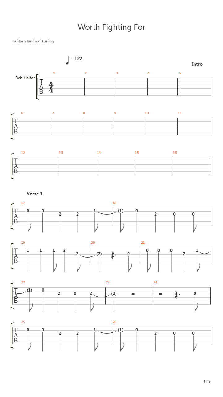 Worth Fighting For吉他谱