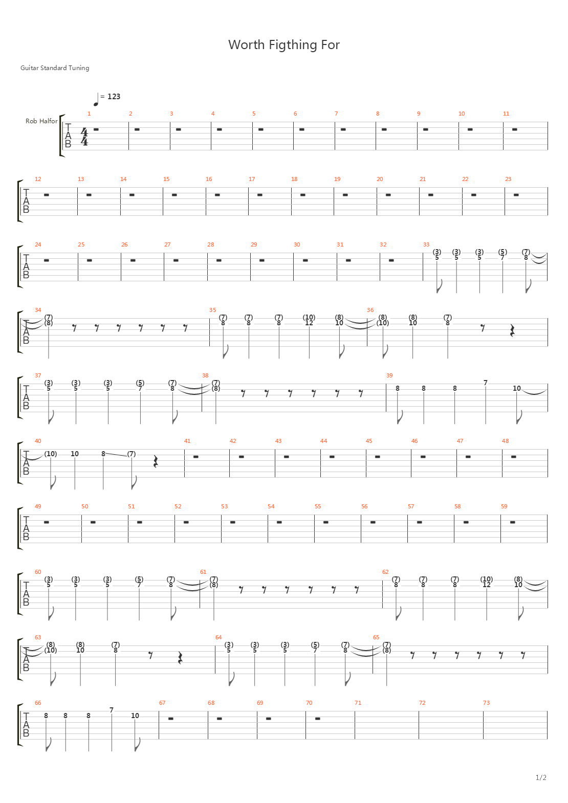 Worth Fighting For吉他谱