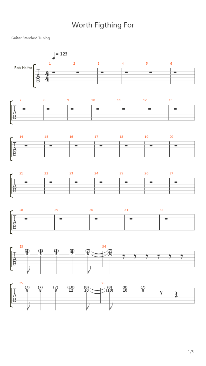 Worth Fighting For吉他谱