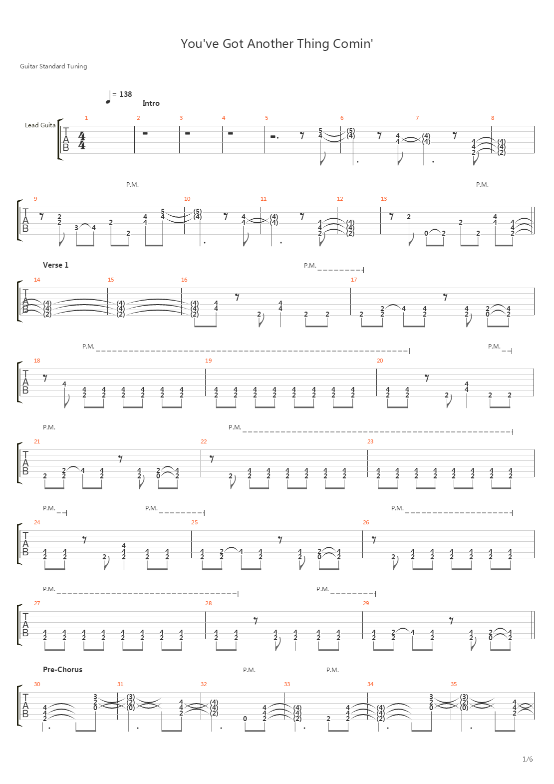 Youve Got Another Thing Comin吉他谱